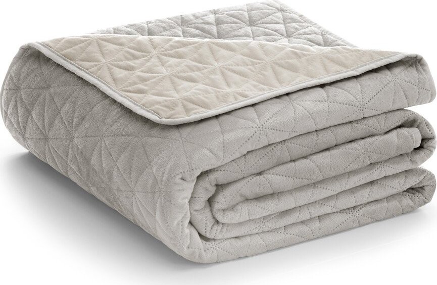 Šedobéžový sametový prošívaný přehoz 170x210 cm Laila – Restilo