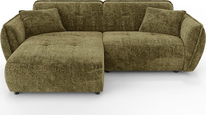 Zelená žinylková rohová pohovka (levý roh/s lenoškou) Nelia – Ropez