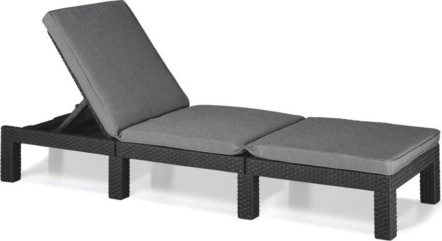 Tmavě šedé polstrované/z umělého ratanu polohovací zahradní lehátko Daytona – Keter