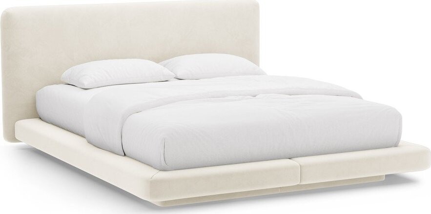 Slonovinová čalouněná dvoulůžková postel 200x200 cm Linea – Micadoni