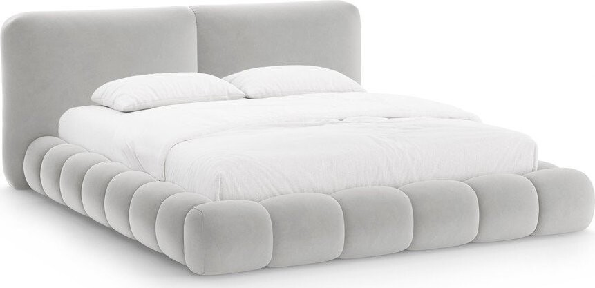 Šedá čalouněná dvoulůžková postel s úložným prostorem s roštem 180x200 cm Solange – Micadoni