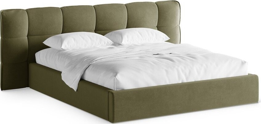 Zelená čalouněná dvoulůžková postel s úložným prostorem s roštem 140x200 cm Eric – Micadoni
