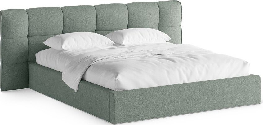 Čalouněná dvoulůžková postel s úložným prostorem s roštem 140x200 cm v mentolové barvě Eric – Micadoni