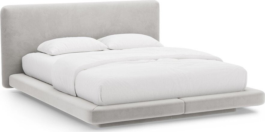 Světle šedá čalouněná dvoulůžková postel 140x200 cm Linea – Micadoni