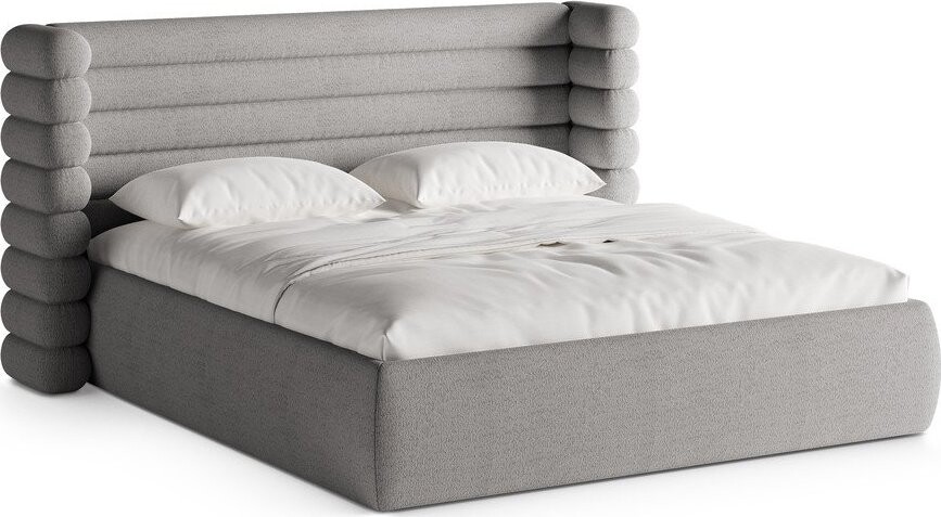 Šedá čalouněná dvoulůžková postel s úložným prostorem s roštem 160x200 cm Mount – Micadoni