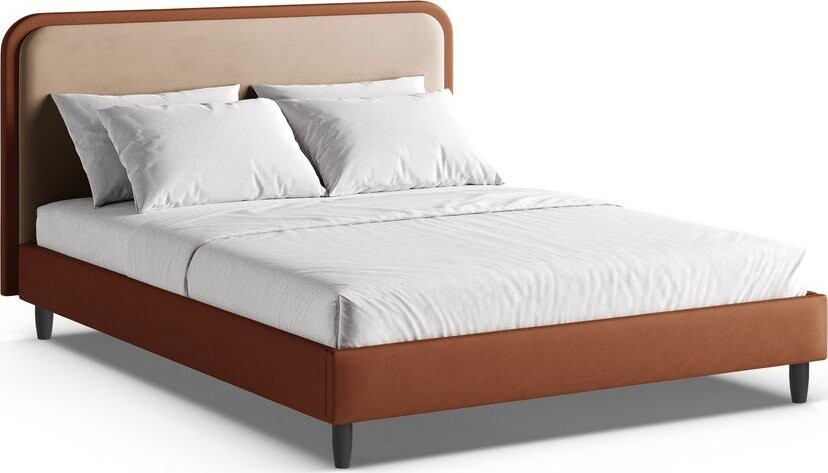 Čalouněná dvoulůžková postel s roštem 140x200 cm v cihlové barvě Aveline – Micadoni