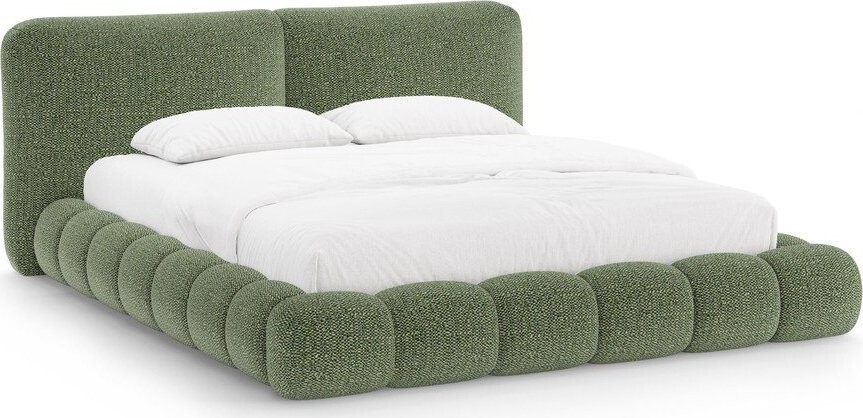 Zelená čalouněná dvoulůžková postel s úložným prostorem s roštem 200x200 cm Solange – Micadoni