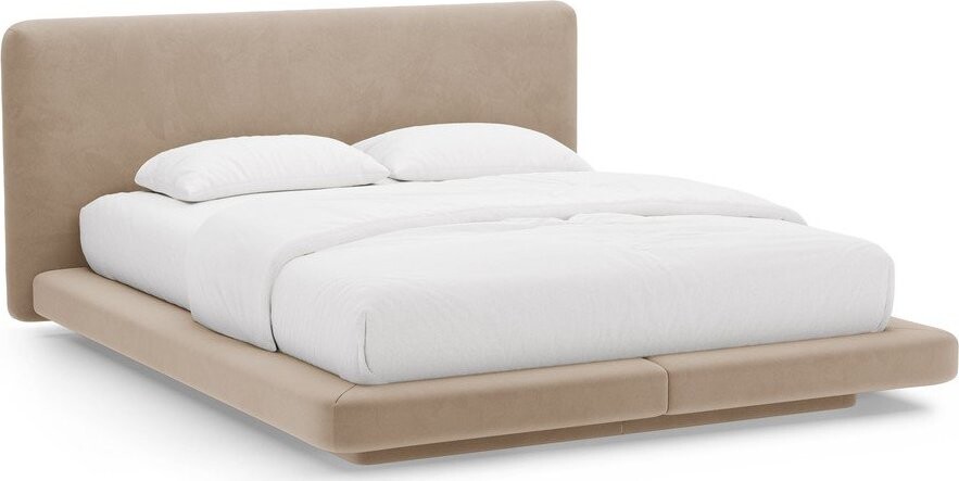 Světle hnědá čalouněná dvoulůžková postel 140x200 cm Linea – Micadoni