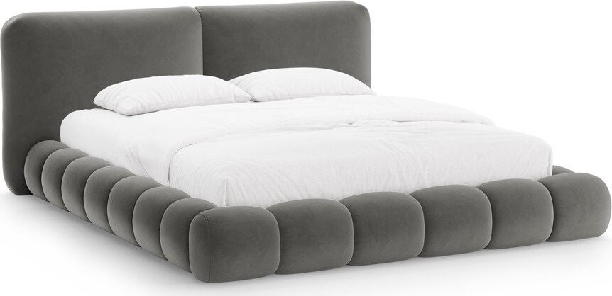 Tmavě šedá čalouněná dvoulůžková postel s úložným prostorem s roštem 200x200 cm Solange – Micadoni