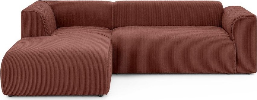 Manšestrová rohová pohovka v terakotové barvě (levý roh/s lenoškou) Merid – Ropez