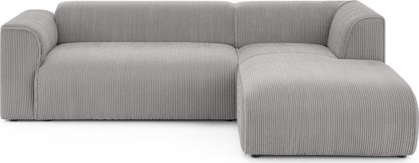 Světle šedá manšestrová rohová pohovka (pravý roh/s lenoškou) Merid – Ropez