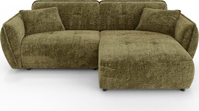 Zelená žinylková rohová pohovka (pravý roh/s lenoškou) Nelia – Ropez