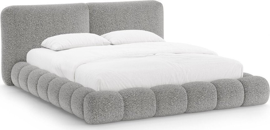 Šedá čalouněná dvoulůžková postel s úložným prostorem s roštem 200x200 cm Solange – Micadoni