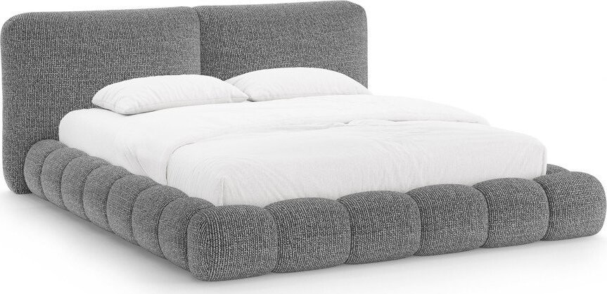 Tmavě šedá čalouněná dvoulůžková postel s úložným prostorem s roštem 160x200 cm Solange – Micadoni