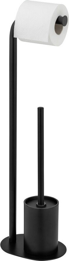 Černý ocelový stojan na toaletní papír se štětkou Levante – Wenko