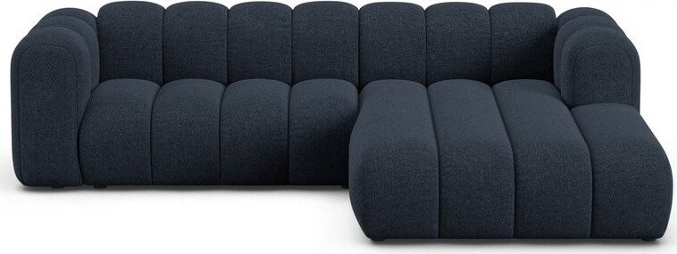 Tmavě modrá žinylková rohová pohovka (pravý roh/s lenoškou) Lupine – Micadoni