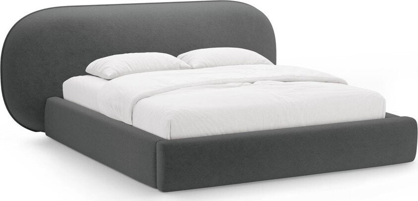 Tmavě šedá čalouněná dvoulůžková postel s úložným prostorem s roštem 160x200 cm Ovalo – Micadoni