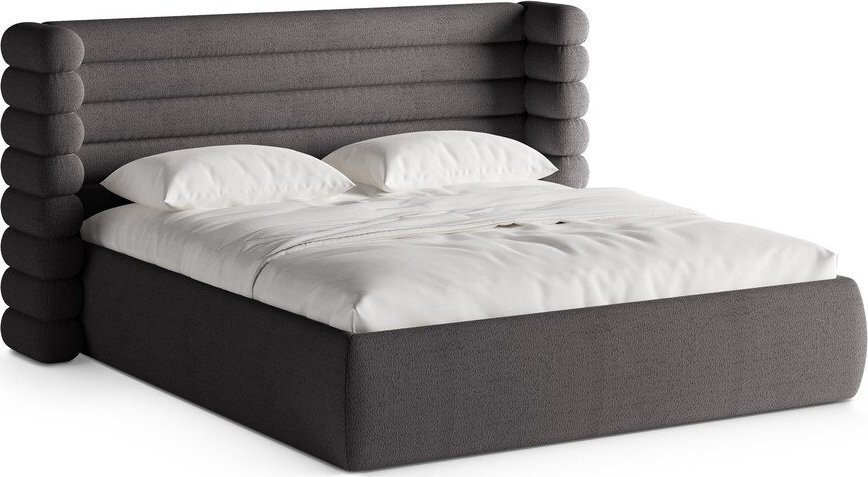 Tmavě šedá čalouněná dvoulůžková postel s úložným prostorem s roštem 160x200 cm Mount – Micadoni