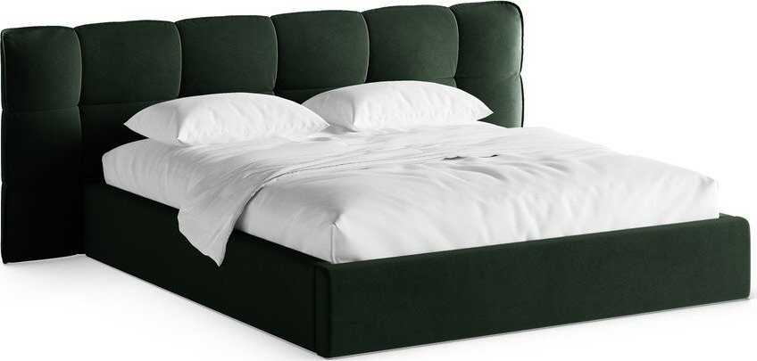 Tmavě zelená čalouněná dvoulůžková postel s úložným prostorem s roštem 180x200 cm Eric – Micadoni