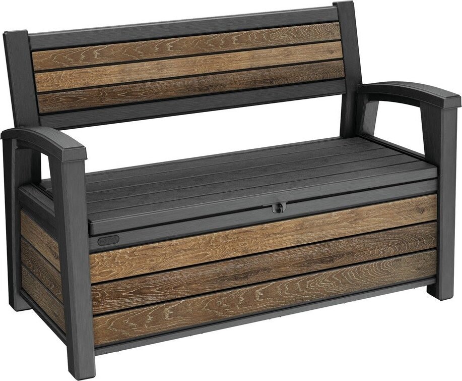 Tmavě hnědá plastová zahradní lavice Deco – Keter