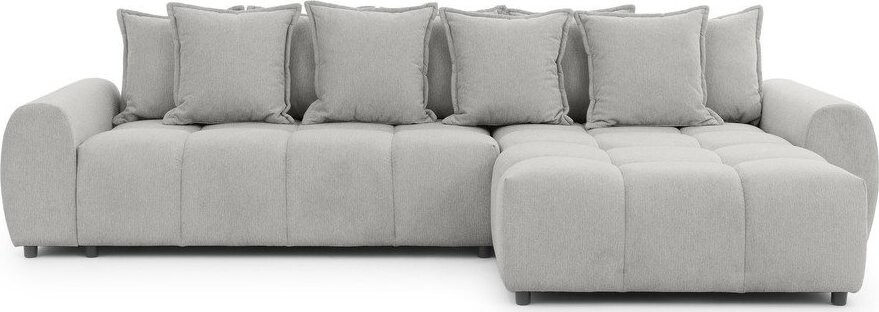 Světle šedá rohová pohovka (pravý roh/s lenoškou) Albane – Ropez