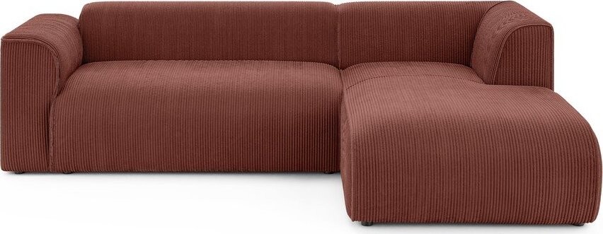 Manšestrová rohová pohovka v terakotové barvě (pravý roh/s lenoškou) Merid – Ropez