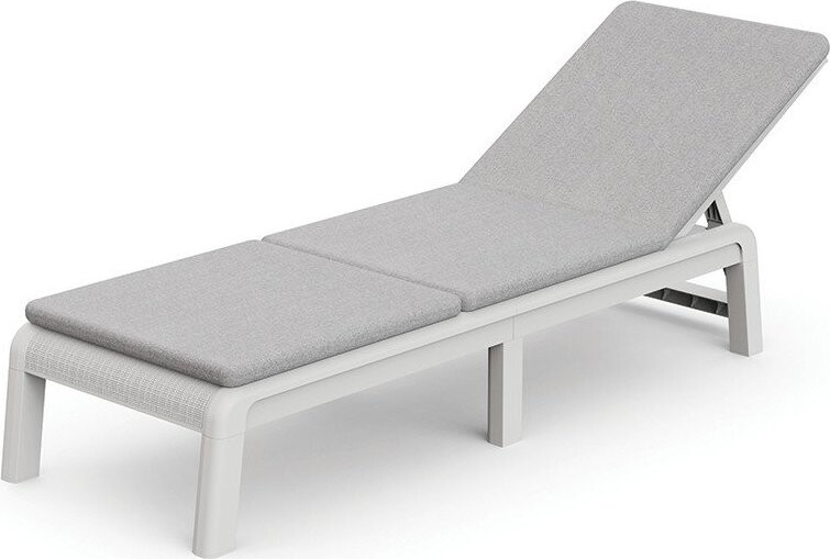 Světle šedé plastové/polstrované polohovací/skládací zahradní lehátko Atlas – Keter