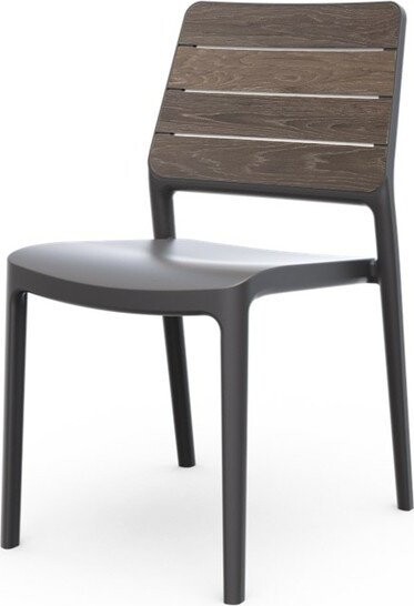 Tmavě šedá/tmavě hnědá plastová zahradní židle Deco Porto – Keter