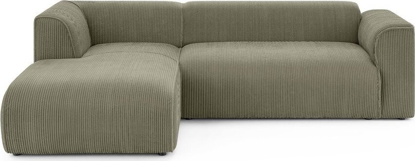 Zelená manšestrová rohová pohovka (levý roh/s lenoškou) Merid – Ropez