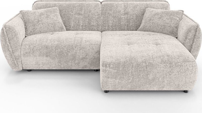 Béžová žinylková rohová pohovka (pravý roh/s lenoškou) Nelia – Ropez