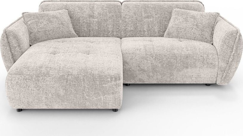 Béžová žinylková rohová pohovka (levý roh/s lenoškou) Nelia – Ropez