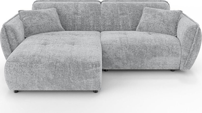 Světle šedá žinylková rohová pohovka (levý roh/s lenoškou) Nelia – Ropez