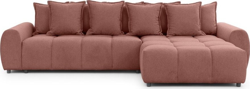 Rohová pohovka v terakotové barvě (pravý roh/s lenoškou) Albane – Ropez