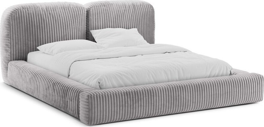 Světle šedá čalouněná dvoulůžková postel s úložným prostorem s roštem 200x200 cm Martina – Micadoni