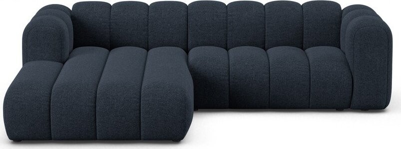 Tmavě modrá žinylková rohová pohovka (levý roh/s lenoškou) Lupine – Micadoni