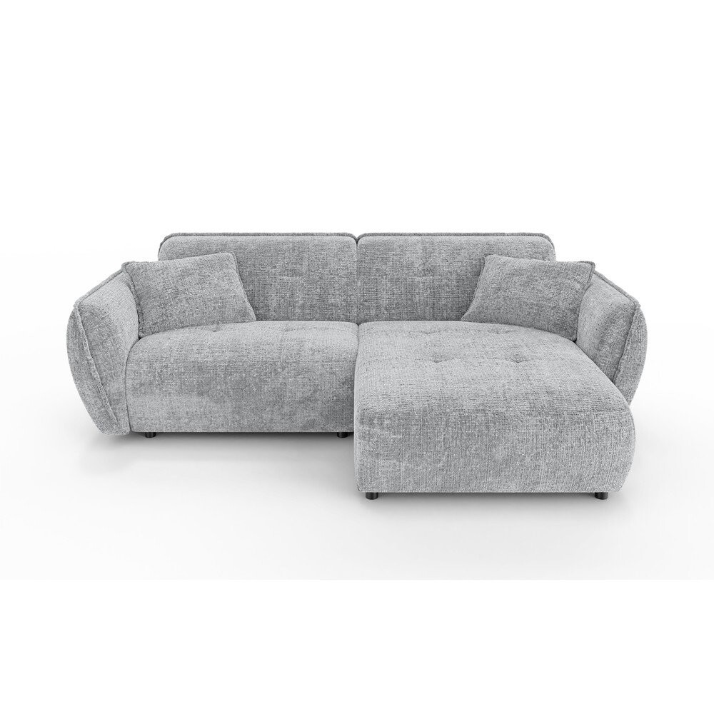 Světle šedá žinylková rohová pohovka (pravý roh/s lenoškou) Nelia – Ropez