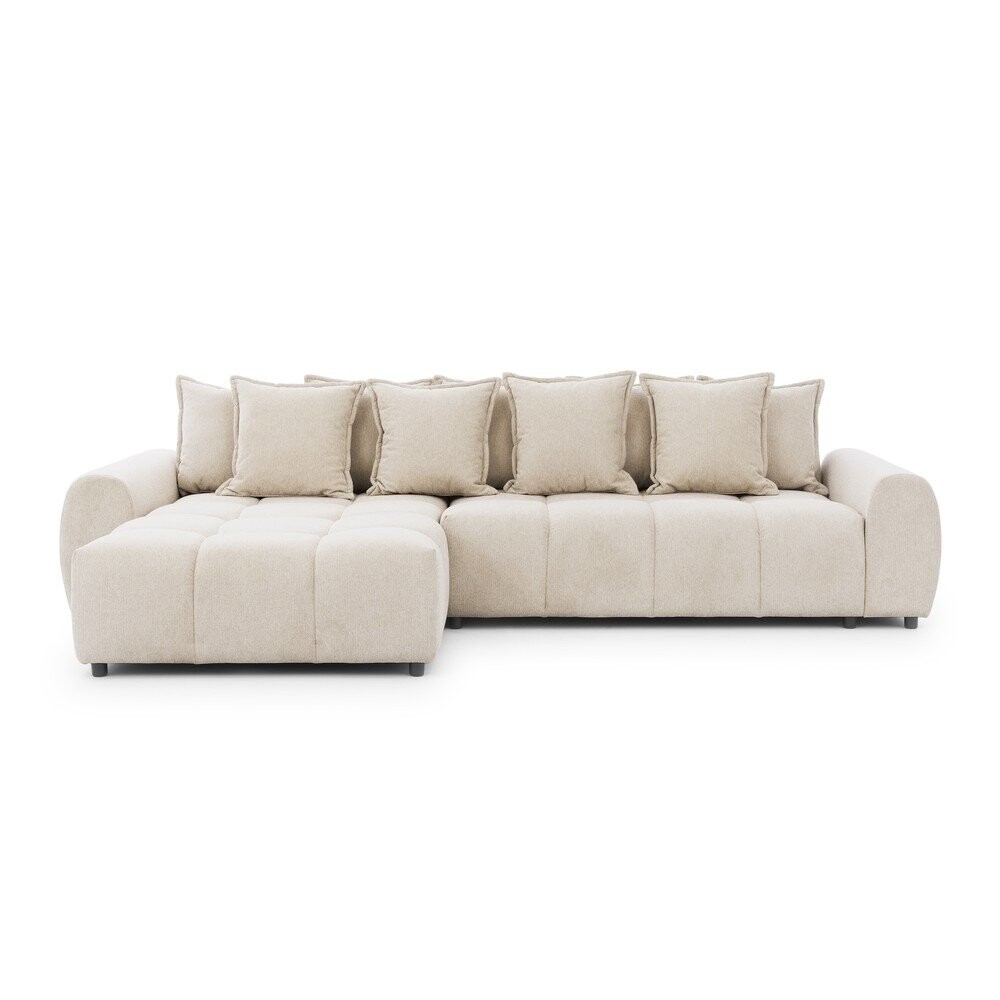 Béžová rohová pohovka (levý roh/s lenoškou) Albane – Ropez