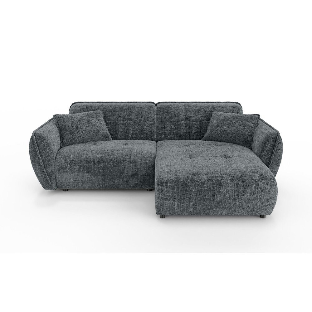 Tmavě šedá žinylková rohová pohovka (pravý roh/s lenoškou) Nelia – Ropez