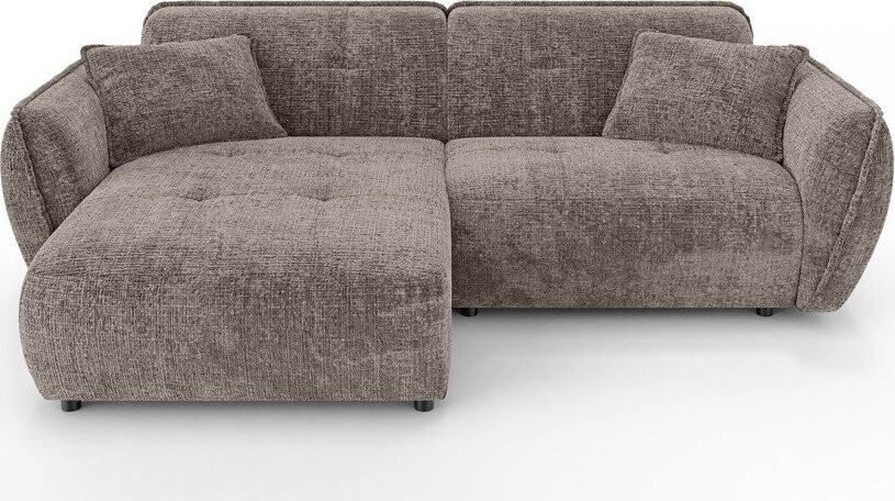 Taupe žinylková rohová pohovka (levý roh/s lenoškou) Nelia – Ropez