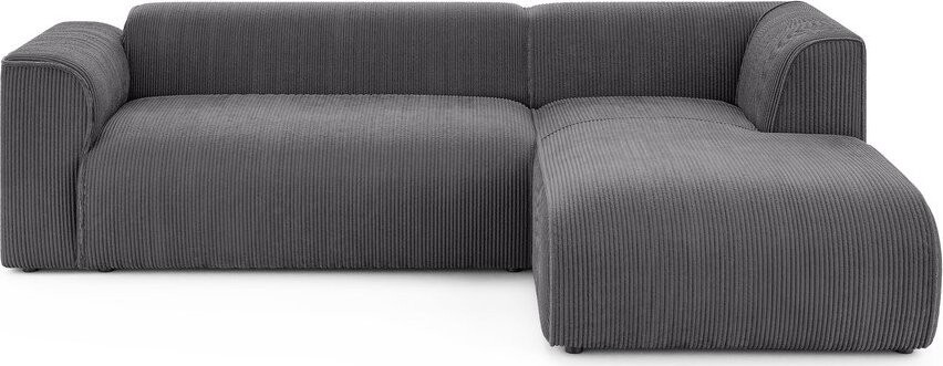 Tmavě šedá manšestrová rohová pohovka (pravý roh/s lenoškou) Merid – Ropez