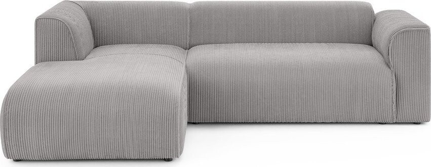 Světle šedá manšestrová rohová pohovka (levý roh/s lenoškou) Merid – Ropez