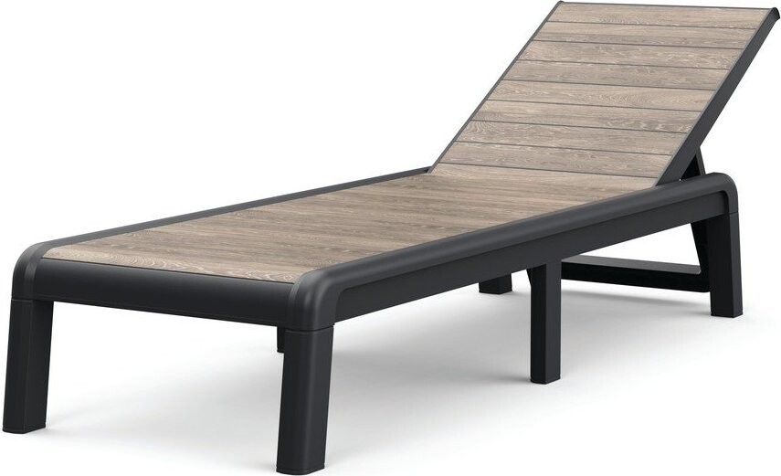 Hnědé plastové polohovací/skládací zahradní lehátko Deco Porto – Keter