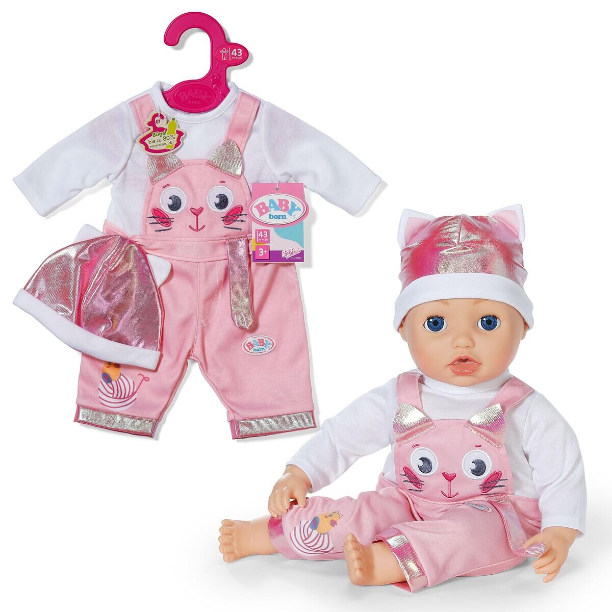 BABY born Overal s čepičkou, 43 cm