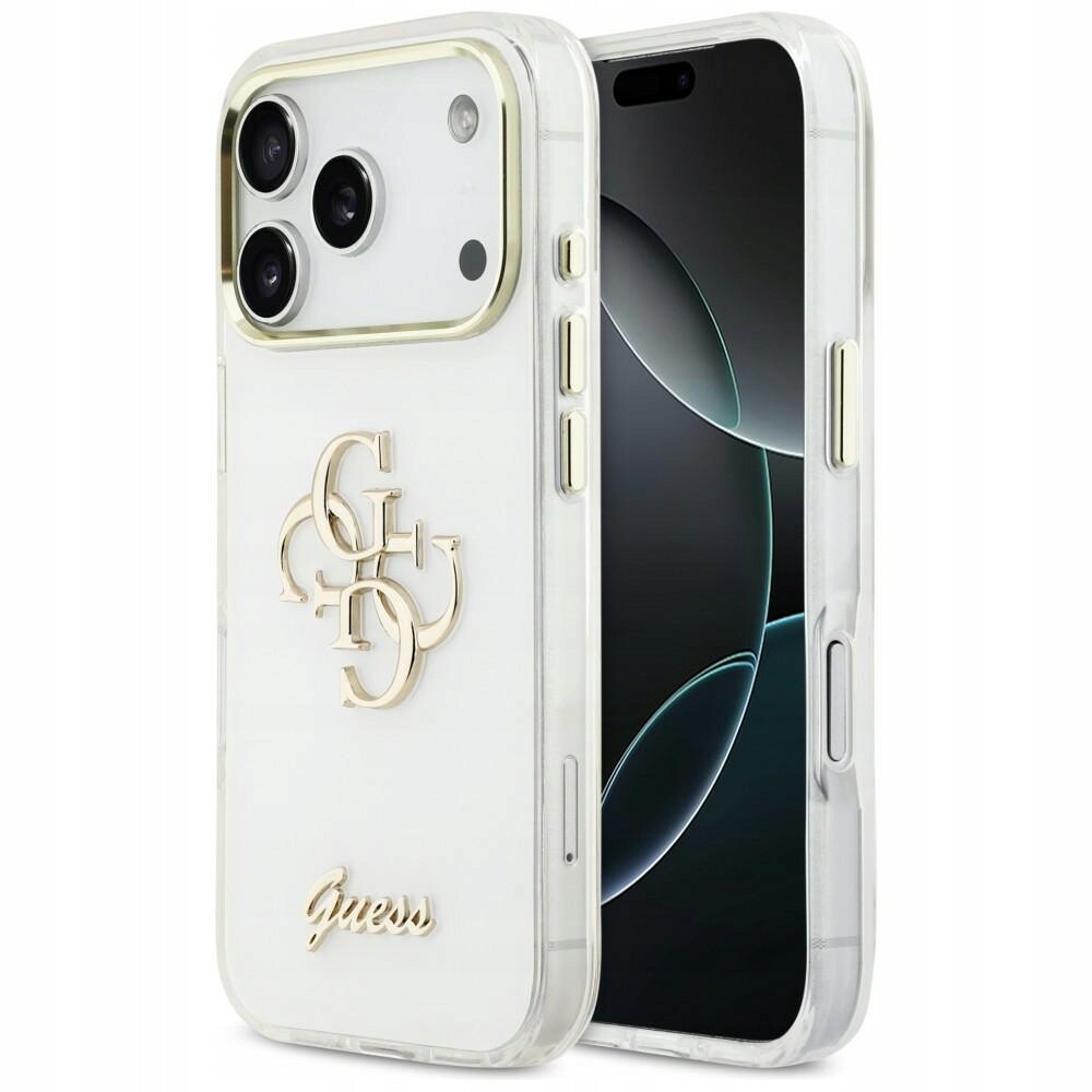 Pouzdro Guess IML 4G Script Metal pro iPhone 17 Pro, bílé