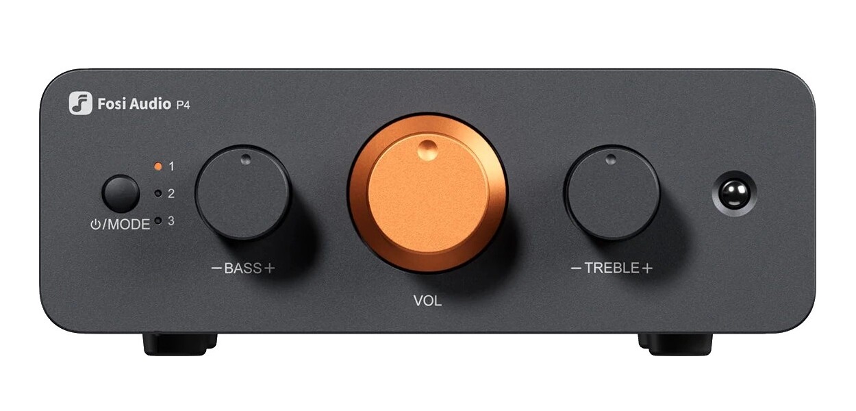 Fosi Audio P4 Bypass Korekce tónů Regulace zesílení Dálkové ovládání