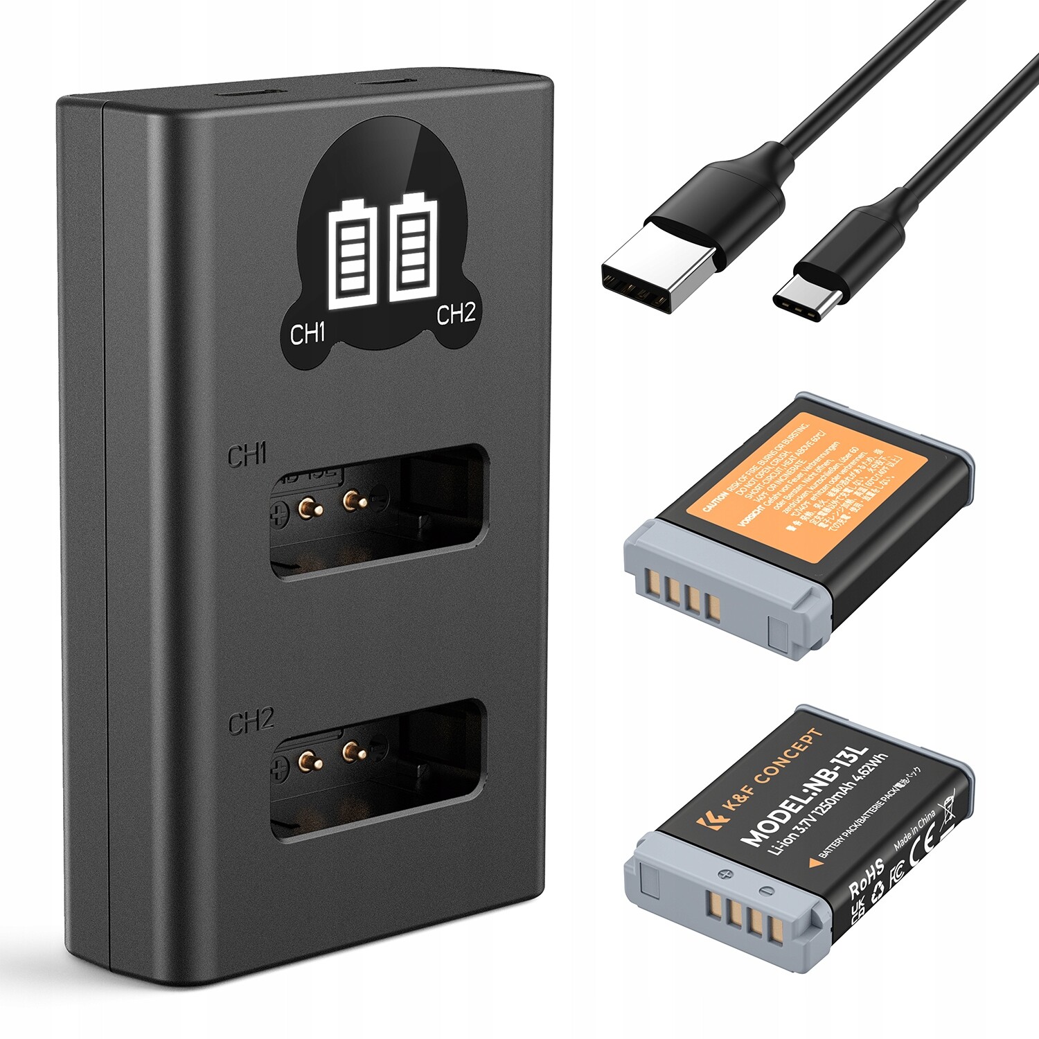 Nabíječka 2x baterie NB-13L Akumulátor pro Canon G5X G7X G9X SX620HS 740