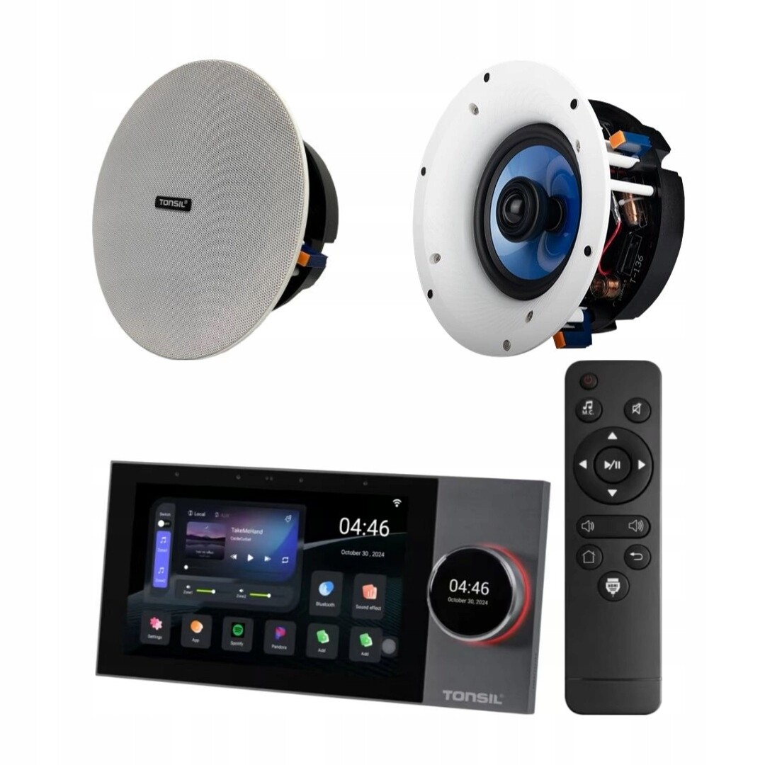 Nástěnný přehrávač zesilovače Tonsil WS-120 2x stropní reproduktor ZGSU-250S