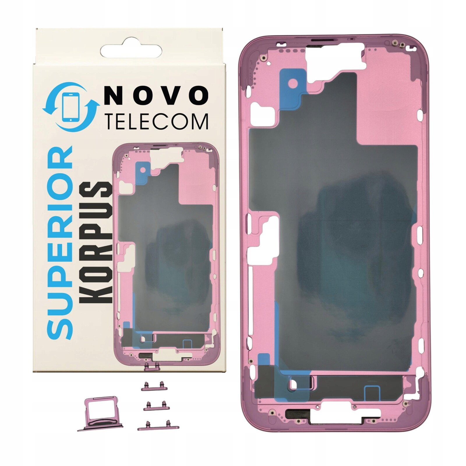 Tělo krytu telefonu pro iPhone 16 Plus Rámeček Kompletní Růžový