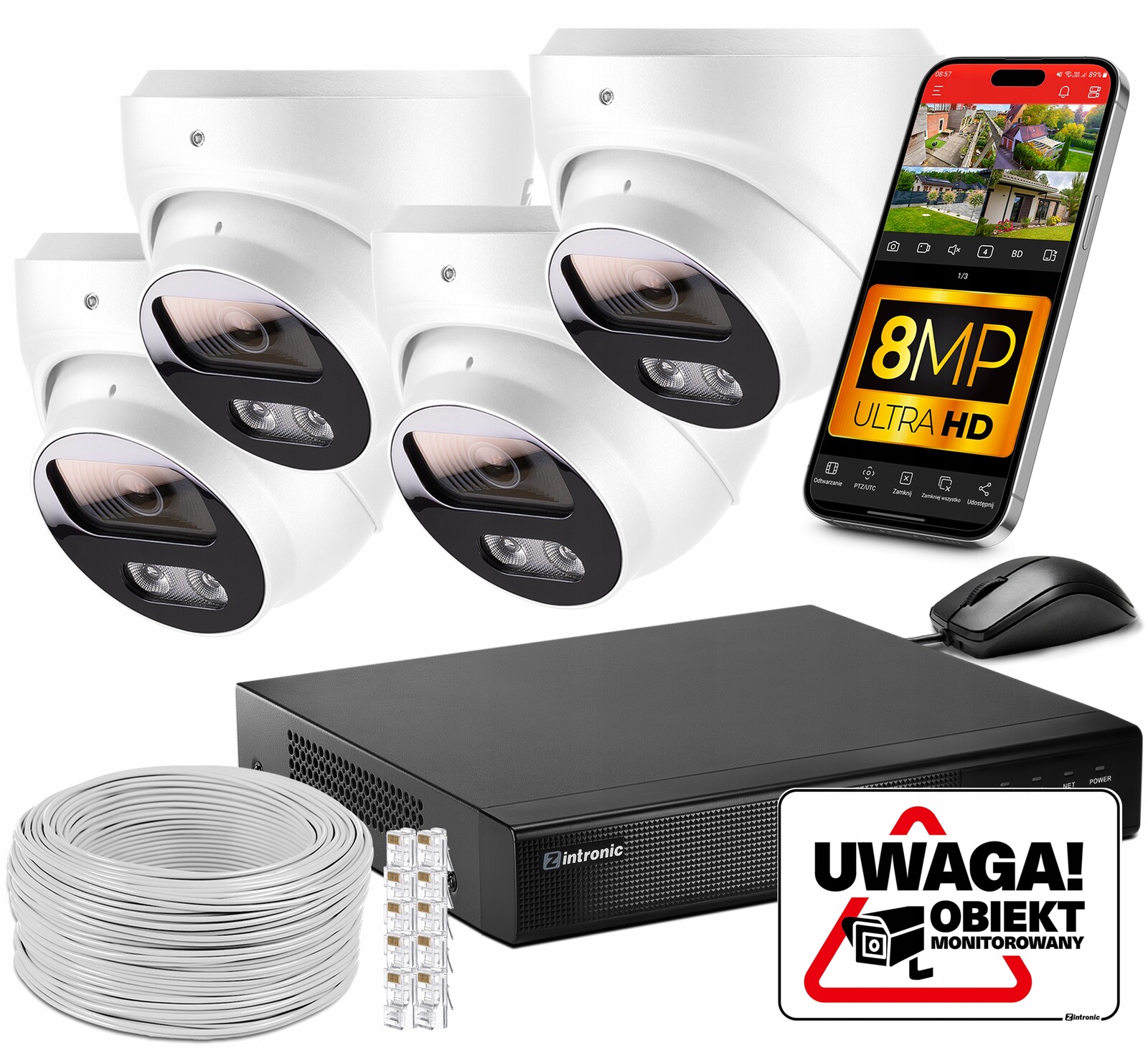 Monitorování Obchodu 4 kamery Poe 4K Uhd 8MPx Detekce, Audio, bez disku