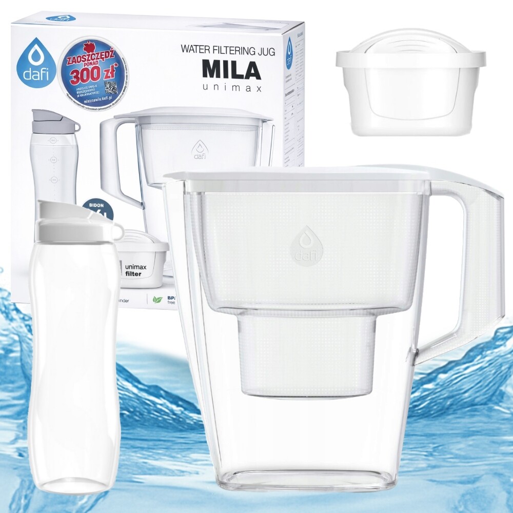 Filtrační konvice Dafi Mila Unimax 3 l lahev na pití na vodu 0,6 l a filtr Unimax